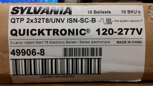 1 box of 10 SYLVANIA QUICKTRONIC QTP2X32T8/UNV ISN-SC BALLAST 49906-8