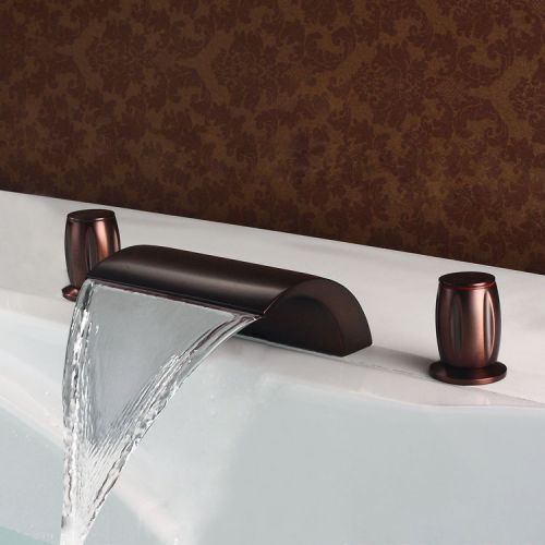 Modern 3 Holes Waterfall Bathtub Faucet Tap in Oil Rubbed Bronze Free Shipping