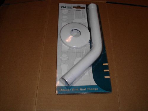 New in package 8&#034; white shower arm with wall flange for sale