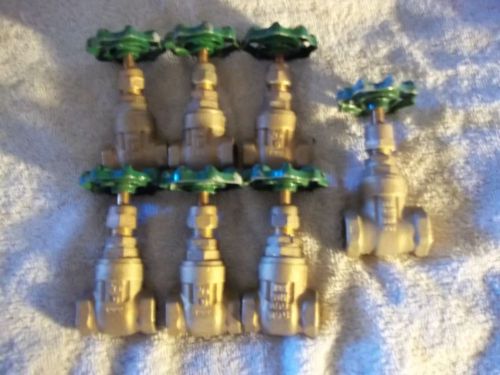 Six 3/8 inch bronze gate valves npt,  grinnell 3000 for sale