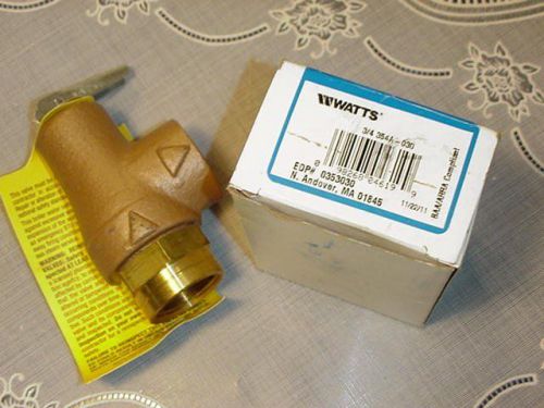 Watts 354a 030 asme water pressure relief valve, 3/4&#034; size 0353030 set 30 psig for sale