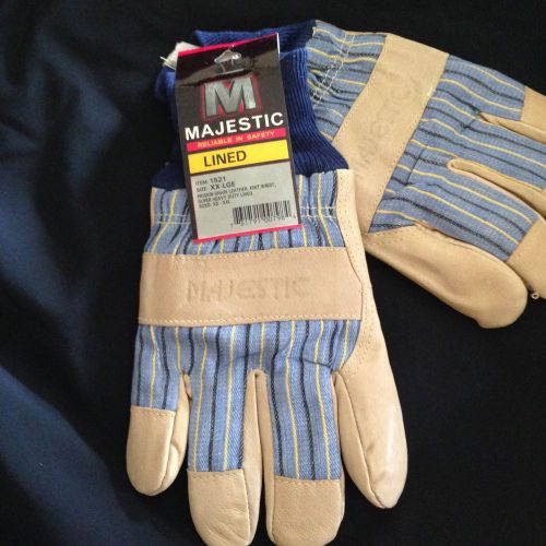 (1pr)  pigskin leather work gloves / knit wrist / lined / 1 pair for sale