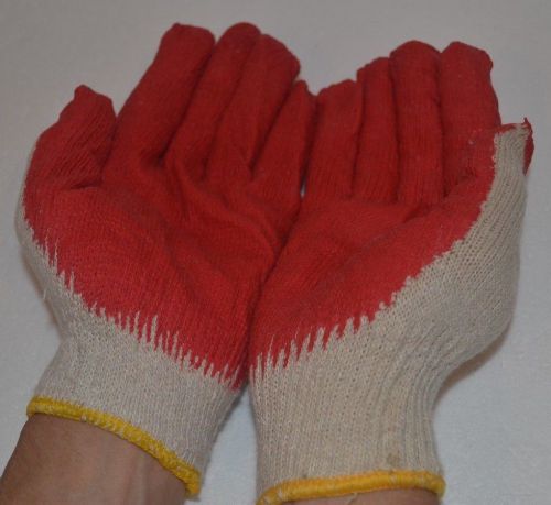 One Set 8 Pairs Red Latex Rubber Palm Coated Work Gloves