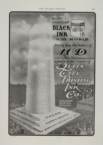 1901 vintage ad queen city printing ink co. h d black - original advertising for sale