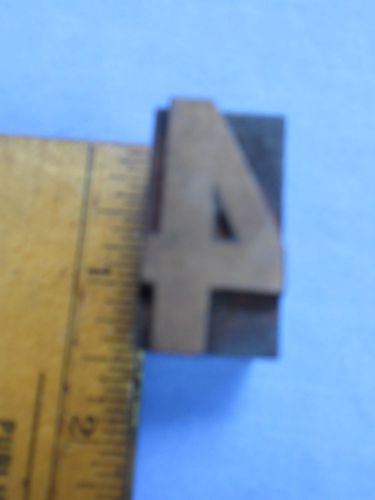 1 5/16&#034; x 3/4&#034;  Wood Type Letterpress Printing Block Vintage ----- Number 4