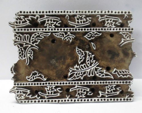 VINTAGE WOODEN HAND CARVED TEXTILE PRINTING ON FABRIC BLOCK STAMP DESIGN HOT 279