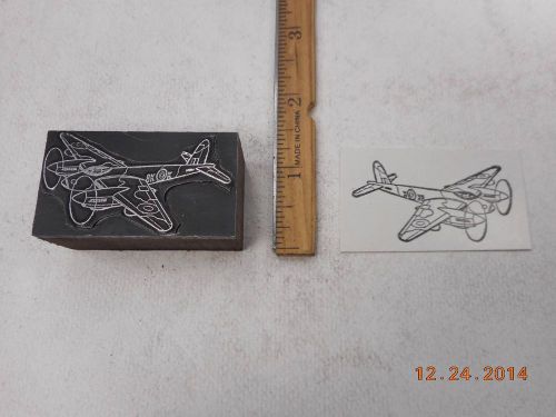 Letterpress Printing Printers Block, Aircraft, 2 Propeller Airplane