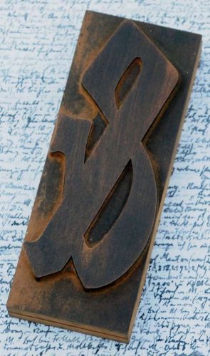 AMPERSAND rare blackletter wood type 5.71&#034; woodtype letterpress printing antique