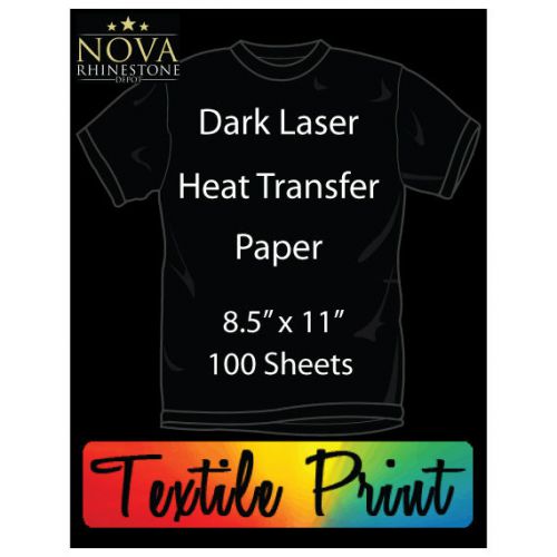 New Laser Iron-On Heat Transfer Paper, For Dark fabric, 100 Sheets - 8.5&#034; x 11&#034;