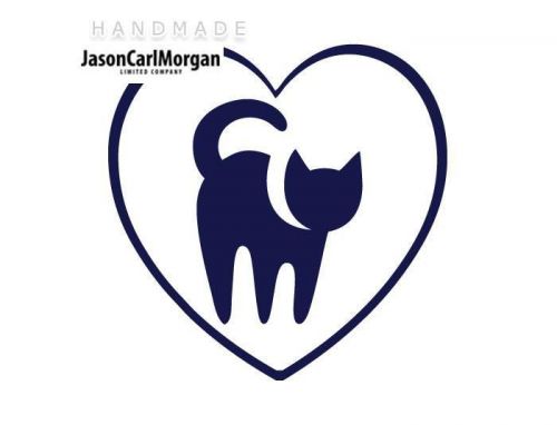 JCM® Iron On Applique Decal, I Love My Cat Navy Blue