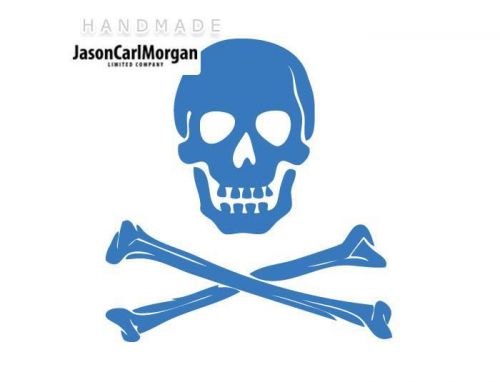 JCM® Iron On Applique Decal, Skull and Bones Sky Blue