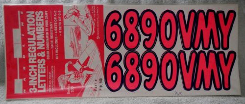 Hardline 3&#034; Regulation Letters &amp; Numbers Decals - HOT PINK - Series 200 - NEW