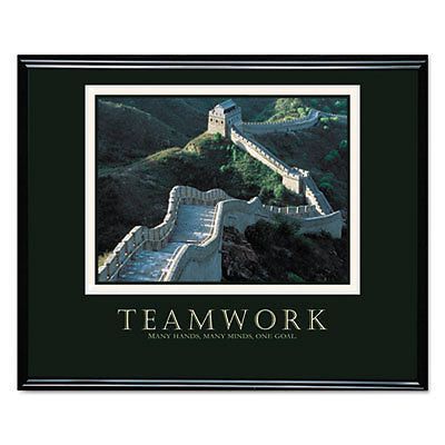 &#034;Teamwork&#034; (Great Wall Of China) Framed Motivational Print, 30 x 24