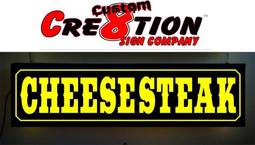 Led light up light box sign - cheese steak - neon/banner altern, 46&#034;x12&#034; sign for sale