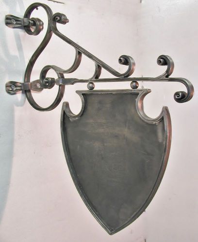 Wrought iron crest sign+bracket,handmade by artist blacksmith in u.s.a. for sale
