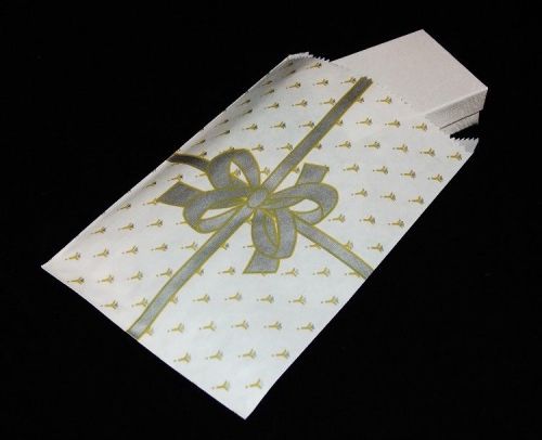 100 GIFT OR SHOPPING BAGS GOLD BOW DESIGN