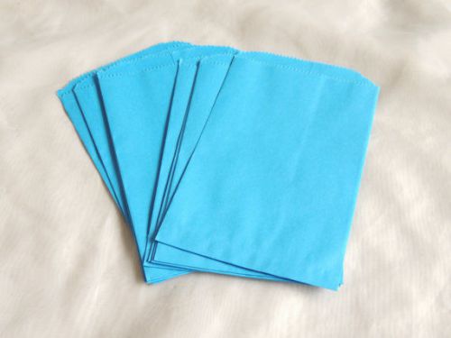 100 -5x7 BLUE Paper Party Bags, Paper Merchandise Serrated Edged Bags