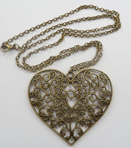 Lots of 10pcs bronze plated heart Costume Necklaces pendant 657mm