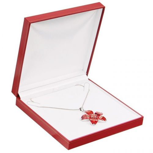CLASSIC RED LEATHERETTE NECKLACE BOX NECKLACE GIFT BOX LARGE JEWELRY BOX &lt;DEAL&gt;