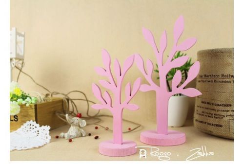JEWELLERY STAND Holder Wooden TREE EARRING NECKLACE HOLDER Pink or Green