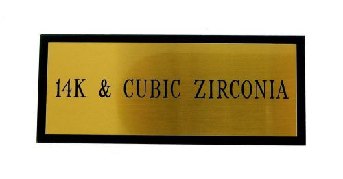 Metal Showcase Sign ( 14K &amp; Cubic Zirconia) Engraved  Gold Tone Metal on Black
