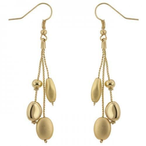 Golden Bead Drop Earrings Icon Bijoux