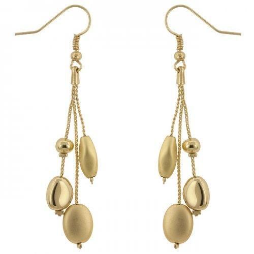 Golden Bead Drop Earrings Icon Bijoux