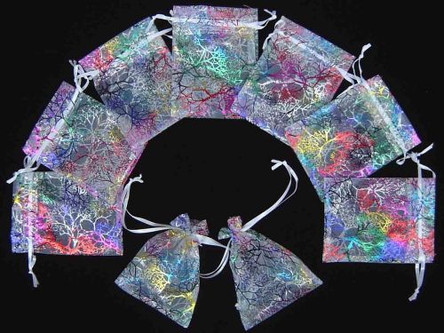 25 pcs white coralline design organza bags/gift jewelry pouch 12 x 9cm ah020c03 for sale