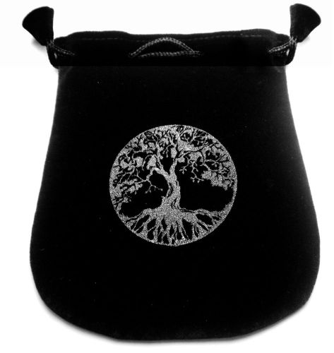 POUCH - TREE OF LIFE - 5.5 x 5 inch Black Velour - Uniting Heaven and Earth
