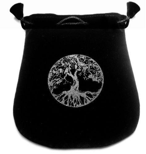POUCH - TREE OF LIFE - 5.5 x 5 inch Black Velour - Uniting Heaven and Earth