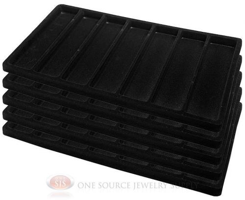 5 black insert tray liners w/ 7 slot each drawer organizer jewelry displays for sale