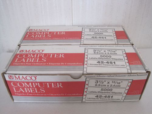 2 Boxes MACO 3 1/2&#034; x 15/16&#034; Computer Labels 42-451 Permanent Adhesive USA