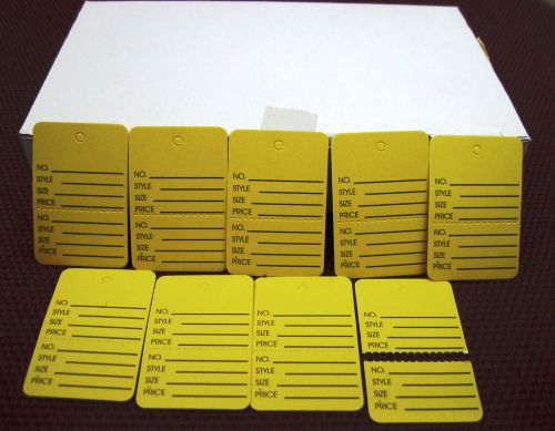1000 PCS. 1-1/4&#034; W X 1-7/8 H  Yellow Perferated Garment  Price Hanging  Tags