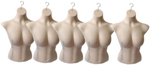 Set of 5 Mannequin Female Torso Body Form Women Display Bra Hanging Clothing NEW
