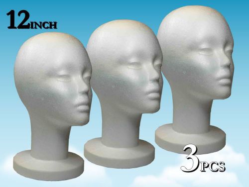 WIG STYROFOAM HEAD FOAM MANNEQUIN DISPLAY 12&#034; (3PCS)