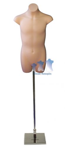 Teenage boy 3/4, fleshtone and adjustable mannequin stand with 10&#034; square base for sale
