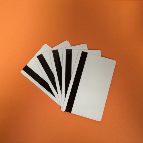 5 White PVC Cards-HiCo Mag Stripe 2 Track - CR80 .30 Mil for ID Printers