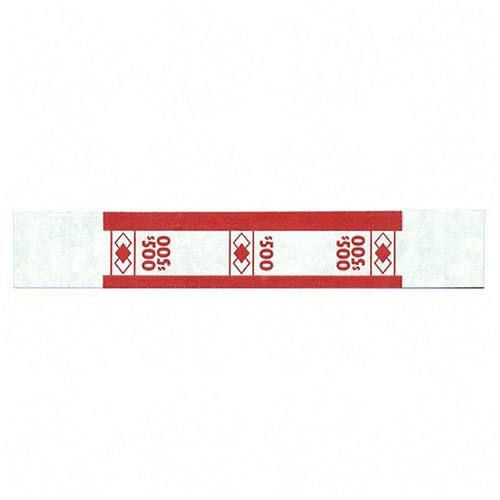 PM Company Self Adhesive White/Red Currency Bands $500 Value 1000 Bands per Pack