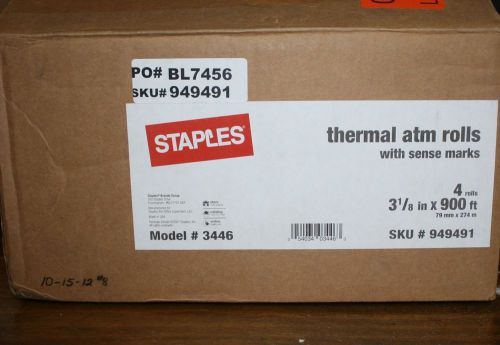 Thermal atm rolls with sense marks Box 4 rolls 3 1/8&#034; x 900 Ft.