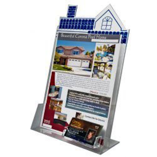 8.5x11 House Shape Brochure Holder with BC Pocket  Lot of 6   DS-HSE-811-C-6