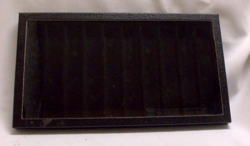 vtg hard case black glass  display case jewelry shows miniature items More !