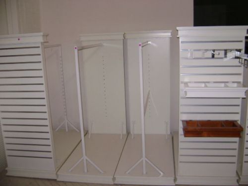 Clothing/ garment display rack w/ slat wall white for sale