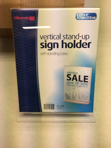 24 Officemate OIC Vertical Stand-UP Sign Holder Self-Standing Base 8-1/2&#034; x 11&#034;