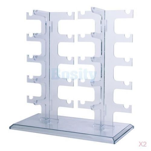 2x Clear Acrylic Sunglasses Rack Holder for 10 Pairs Glasses Display Stand 31cm