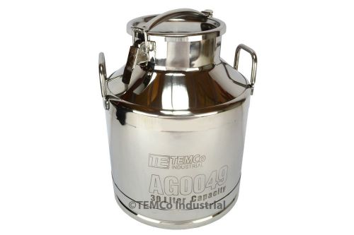 TEMCo 30 Liter 8 Gallon Stainless Steel Milk Can Wine Pail Bucket Tote Jug