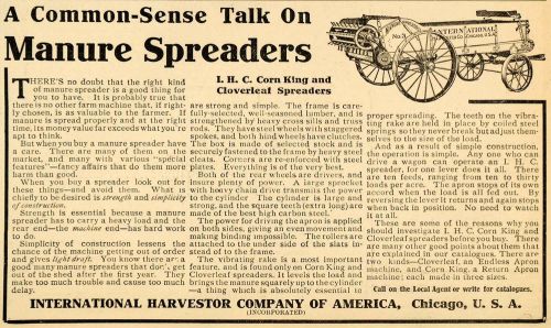 1907 ad manure spreader international harvestor company - original cg1 for sale