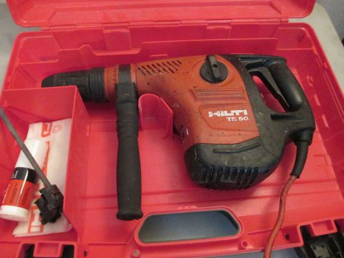 Hilti te-50 te50 rotary hammer drill with case, manual, depth gauge (lot 3) for sale