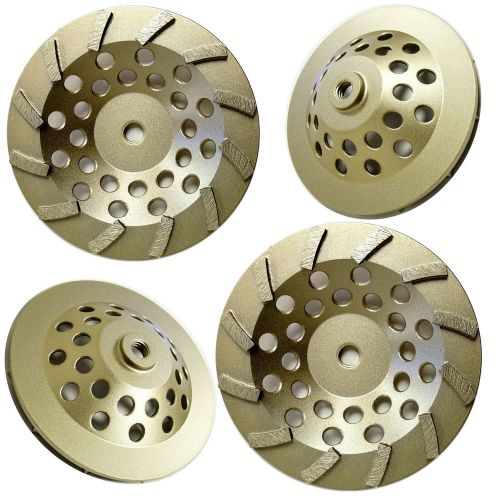4PK 7” Standard Concrete Masonry Turbo Diamond Grinding Cup Wheel 5/8&#034;-11 Arbor