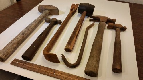 Lot hammers ball peen claw rubber mallet crow bar nail puller vintage sledge old