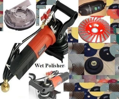 Wet Polisher wet dry Dust Shroud 4&#034; Polishing 40 Pad 7 Cup Wheel Marble Granite